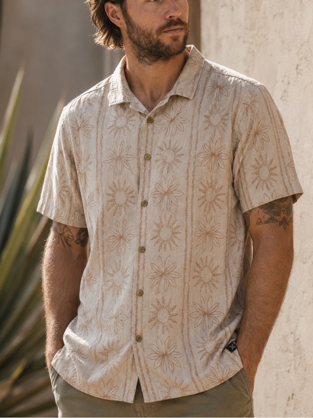 Roark Gonzo 100% Cotton Short Sleeve Camp Shirt Size L Boho Festival Vacation